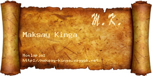 Maksay Kinga névjegykártya
